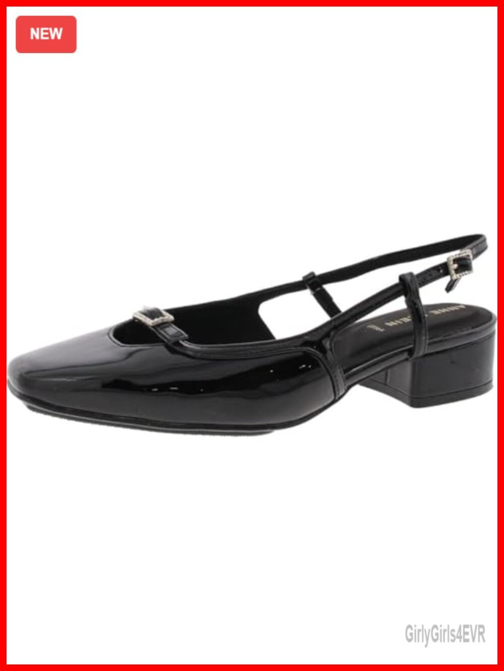 Anne Klein Natalie Slingback Flat Low Block Heel Faux Leather